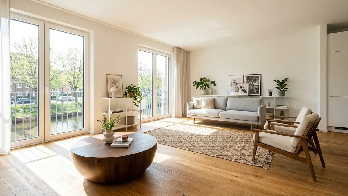 Helles und sauberes Wohnzimmer nach einer professionellen Haushaltsreinigung Hamburg